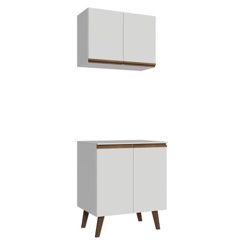 Kit de Cozinha com Armário Aéreo e Balcão 70 cm Branco Pieta Madesa