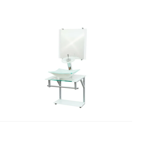 Gabinete de Vidro 40cm para Banheiro Cuba Quadrada Branco - Dahora