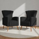 Ver imagem 1 de Kit 2 Poltronas Estofada Melinda Sala Recepção Suede:Preto/Liso