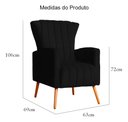 Ver imagem 2 de Kit 2 Poltronas Estofada Melinda Sala Recepção Suede:Preto/Liso