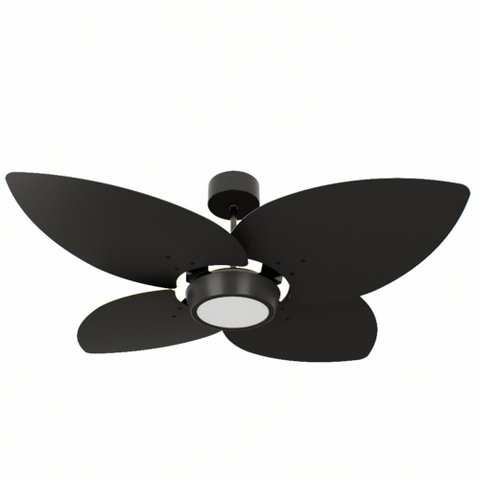 Ventilador de Teto Natuvent Dahlia Led 4 Pás Madeira Preto 4000k Branco Neutro, Luz Neutra 127v