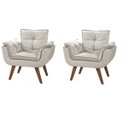 Ver imagem 1 de Kit 2 Poltrona Suede Creme Cadeira Decorativa Julia Sala Recepção Pés Caramelo
