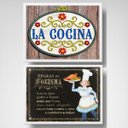 Ver imagem 1 de Kit 2 Quadros Regras Da Cozinha 24x18cm - com vidro:Madeira branca