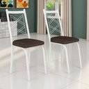 Ver imagem 2 de Kit 2 Cadeiras de Cozinha Delaware Estampado Imbuia Pés de Ferro Branco - Pallazio
