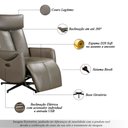 Ver imagem 3 de Poltrona Reclinável Elétrica Luxury Couro Legítimo Cinza Grafite - Mozzelar