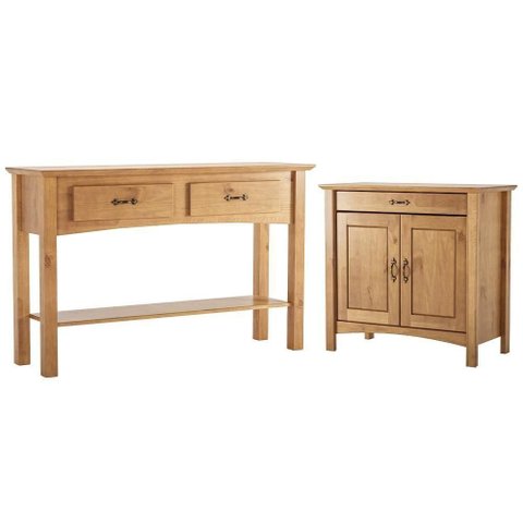 Kit Balcão Buffet 93cm com Aparador Rústico 132cm Madeira Maciça Lira M06 Carvalho Fosco - Lyam