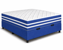 Ver imagem 2 de Kit Cama Box Baú Casal 138x188 cm + Colchão Molas Ensacada Casal 28 cm Azul Suede