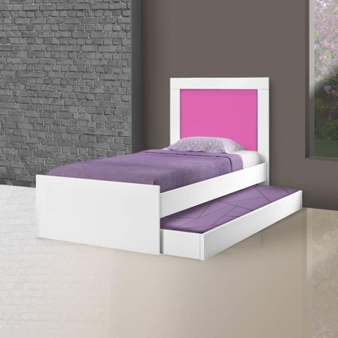 Bicama Solteiro Luara Cambel Móveis Branco / Rosa