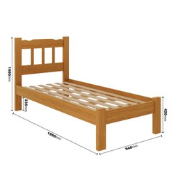 Cama Solteiro New Perola Madeira Maciça Cor Mel - 2