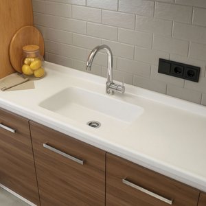 Pia de Cozinha Mármore Sintético 55x150cm Cuba Fibra:branco