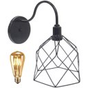 Ver imagem 1 de Luminária Arandela Parede Aramada Cálice Industrial Retro + Lâmpadas Led Vintage Preto