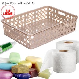Cesta organizadora retangular palha 4,5 litros Plasutil ref. 15059 - 2