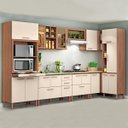 Ver imagem 1 de Cozinha Modulada de Canto Completa Style 360x112 Cm Vidro Reflecta MDP Nogueira Champagne - ClickLar