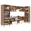 Ver imagem 2 de Cozinha Modulada de Canto Completa Style 360x112 Cm Vidro Reflecta MDP Nogueira Champagne - ClickLar