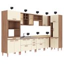 Ver imagem 4 de Cozinha Modulada de Canto Completa Style 360x112 Cm Vidro Reflecta MDP Nogueira Champagne - ClickLar