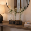 Ver imagem 3 de Vaso Decorativo Madeira Nobre com 3 Tubos de Vidro | Centro de Mesa para Flores Secas e Naturais