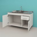Ver imagem 4 de Gabinete de Cozinha 144cm 2 Gavetas e 3 Portas Balcão Pia:Branco/Preto