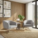 Ver imagem 1 de Poltrona Sala Decorativa Kit 2 Stella Base Giratória Cromada Sintético Cinza D03 - D’Rossi
