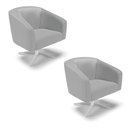 Ver imagem 2 de Poltrona Sala Decorativa Kit 2 Stella Base Giratória Cromada Sintético Cinza D03 - D’Rossi