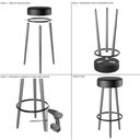 Ver imagem 5 de Kit 02 Banquetas Cozinha Londres Estofada D-33 com Pés de Madeira Couríssimo Preto - Desk Design