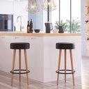 Ver imagem 2 de Kit 02 Banquetas Cozinha Londres Estofada D-33 com Pés de Madeira Couríssimo Preto - Desk Design