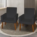 Ver imagem 1 de Kit 2 Poltronas Decorativas Mel Material Sintético Preto Dal Poz Estofados