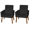 Ver imagem 2 de Kit 2 Poltronas Decorativas Mel Material Sintético Preto Dal Poz Estofados