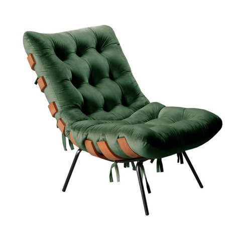 Poltrona Costela Cor:Veludo Verde 270