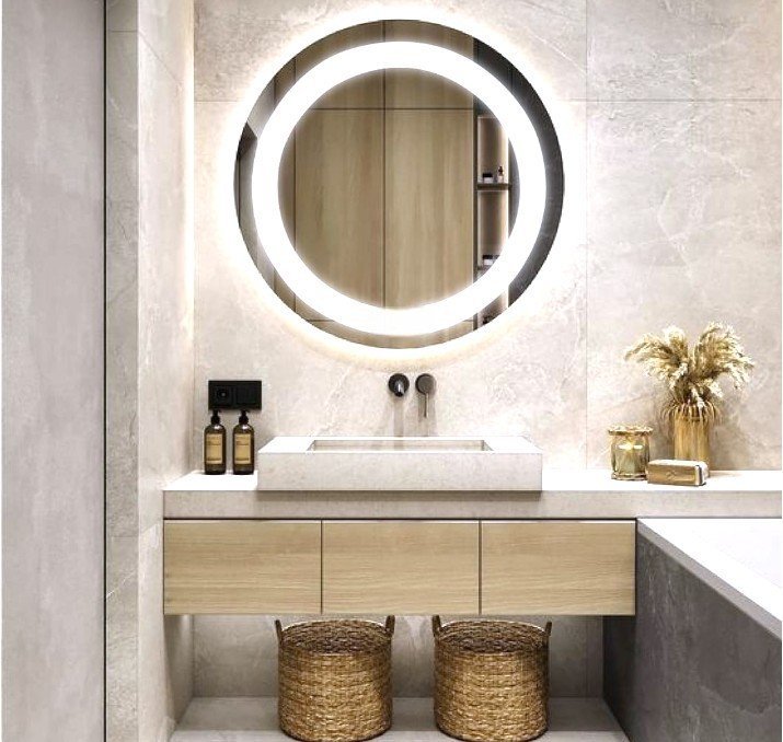 Espelho Banheiro Led 50 Cm Redondo Prata Touch Luz Ajustável Dimerizável Estrutura Alumínio Faixa Fr - 2