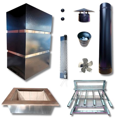Kit Coifa Box Gomada Gourmet 80x60 + Braseiro 50x40 + Grill