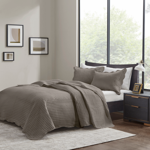 Cobre Leito Colcha Queen 3 Peças Dupla Face Micro Percal 150 Fios Matelado Mosaico Areia