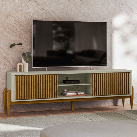 Rack para Tv até 65 Polegadas Sereno 2 Portas 1 Prateleira Off White/cedro - Olivar Móveis
