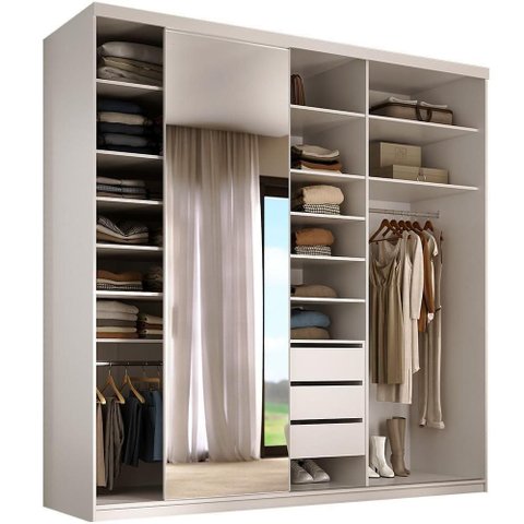 Closet Casal Sonni R02 3 Gavetas MDF 208cm Branco Lyam Decor
