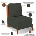 Ver imagem 6 de Kit 02 Poltronas Decorativas Sala Estar Living Hungria L02 Couríssimo Camel Linho Verde Musgo -
