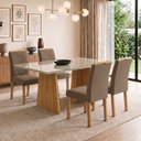 Ver imagem 1 de Conjunto Sala de Jantar 4 Lugares Retangular Tampo Vidro MDF 120x80cm Mesa Lyra e Cadeiras Carol