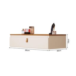 Penteadeira Suspensa Multiuso Console Diana com Puxador em Corino Off-white/nature - 3