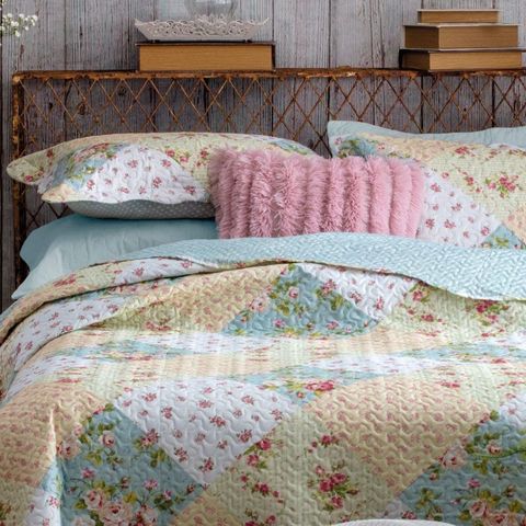 Kit Cobre Leito Colcha Casa Scarpa Mix Queen Estampado Dupla Face Floral 3 Peças - Mariana