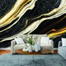 Papel de Parede Painel 3D Mármore Preto Branco Dourado 3M Revestimento Pedra Requinte Auto Colante - 2