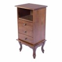Ver imagem 2 de Mesa de Cabeceira Madeira com 3 Gavetas e 1 Nicho Pés Luiz Xv - Imbuia Glazer
