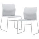 Ver imagem 1 de Kit 02 Cadeiras Empilhável Fixa Link F02 Base Aço Cinza Branco - Lyam Decor