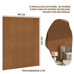 Painel Ripado Versátil 180 cm x 250 cm MDF E MDP Nature Shop Jm - 4