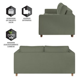 Sofá Cama Casal Marcelle com 2 Lugares em Bouclé e Pés de Madeira Talento Móveis - 2