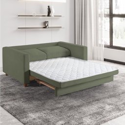 Sofá Cama Casal Marcelle com 2 Lugares em Bouclé e Pés de Madeira Talento Móveis - 5