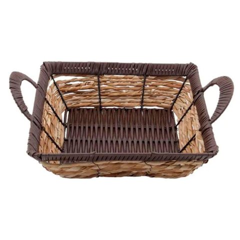 Cesto Multiuso Porta Frutas Palha Fruteira com Alça 32cm