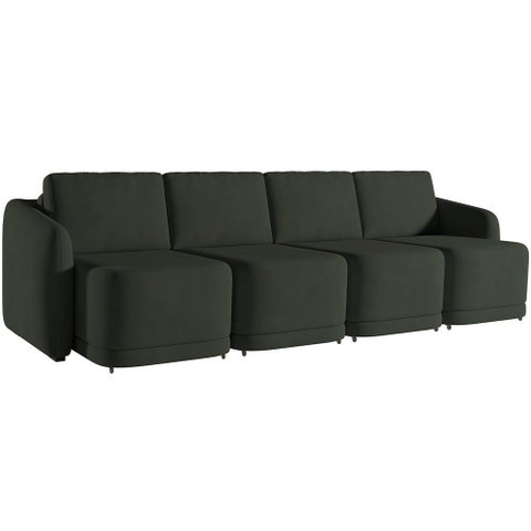 Sofá Cama para Sala de Estar 4 Lugares 356cm Montserrat K01 Veludo Verde - Lyam Decor