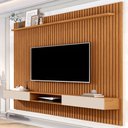 Ver imagem 1 de Painel para Tv até 70 Polegadas Morfeu Ripado 2 Portas 1 Prateleira Nature/off White 690 - Pnr Móvei