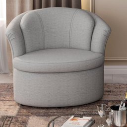 Poltrona Para Sala De Estar Decorativa Base Fixa Luzo M03 Linho Cinza - Lyam Decor - 2 Poltrona Para Sala De Estar Decorativa Base Fixa Luzo M03 Linho Cinza - Lyam Decor - 2