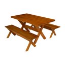 Ver imagem 1 de Conjunto Mesa 2,5m e 2 Bancos Sem Encosto Madeira Maciça Eucalipto