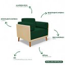 Ver imagem 6 de Poltrona Decorativa para Sala Recepção Consultório Isadora Corino Bege e Suede Verde