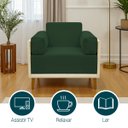 Ver imagem 3 de Poltrona Decorativa para Sala Recepção Consultório Isadora Corino Bege e Suede Verde